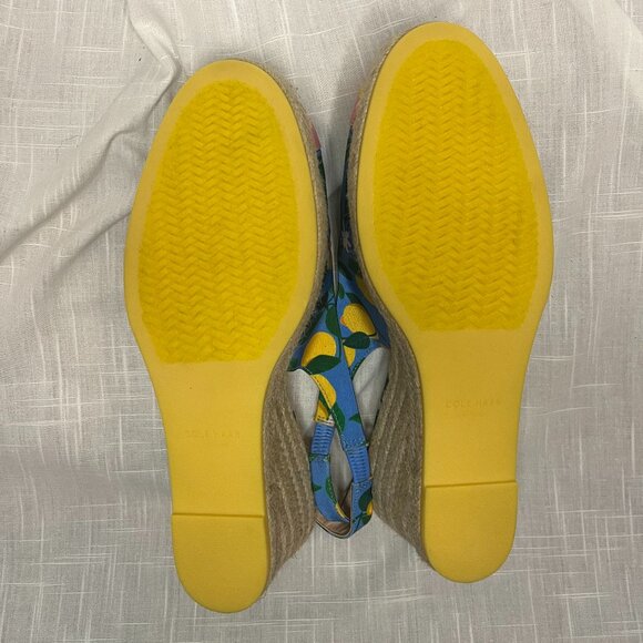 Cole Haan Women's Cloudfeel Espadrilles Slingback Azure Lemon Print Size 9.5 - Picture 8 of 12